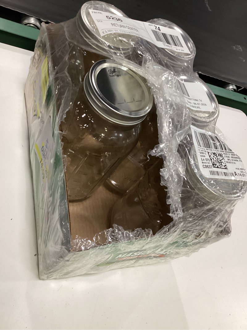 Condition photo showing Good Condition for (of 5 pack)   ball 64 oz mason jars, wide mouth half gallon canning jars with lids and rings, 5-pack extra large glass jars for home canning and pantry storage