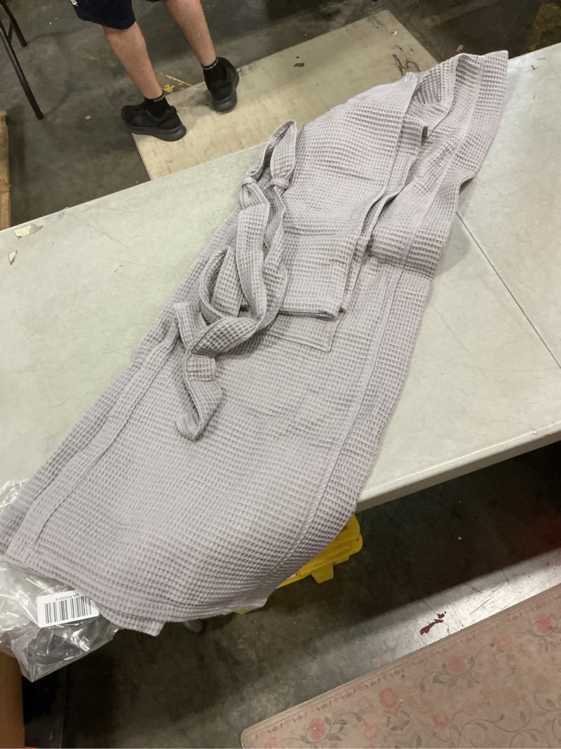 Condition photo showing New/Like New for organic turkish waffle robe  grey  small