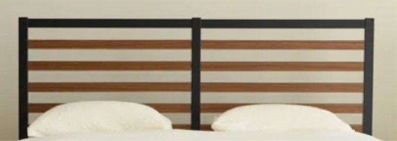 ((Incomplete only frame )) Orv Metal Platform Bed with Middle Wooden Slat Headboard