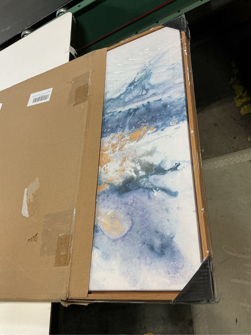 Condition photo showing Good Condition for vgrozirh Wall Art Framed Ready to Hang Wall Art Modern Fantasy Paintings Navy Blue Yellow Abstract Wall Art Prints Canvas Painting Large Size for Living Room Bedroom Office Decoration 20"x40" 40"L x 20"W White