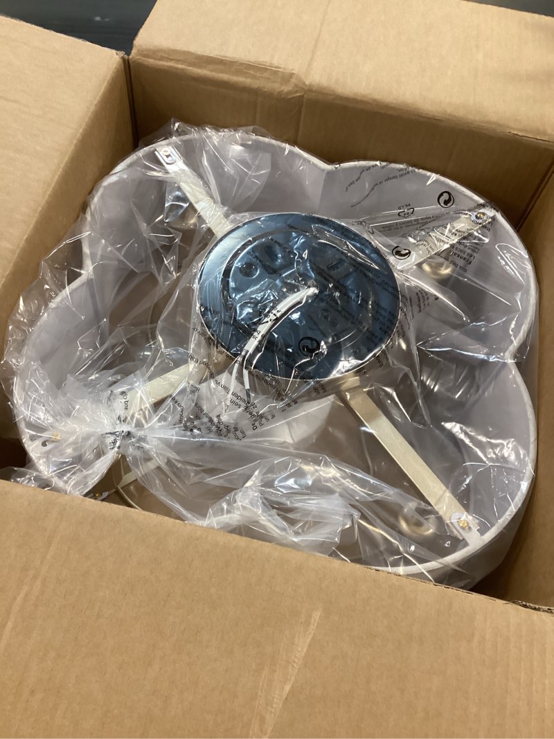 Condition photo showing New/Like New for 20" Boho Ceiling Fan with Light, Rattan Caged Flush Mount Ceiling Fan with Light Remote Control, Enclosed with 6 Speeds for Bedroom, Living Room, Foyer, Nursery (Beige)