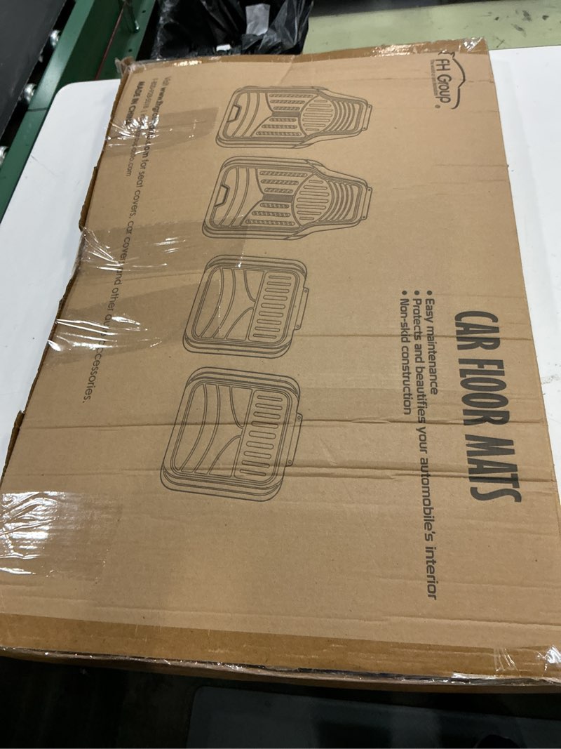 Condition photo showing New/Like New for fh group automotive floor mats - heavy-duty monster eye rubber floor mats for cars, universal fit full set, climaproof floor mats, trimmable floor mats for most sedan, suv, truck floor mats black solid black universal floor mat set