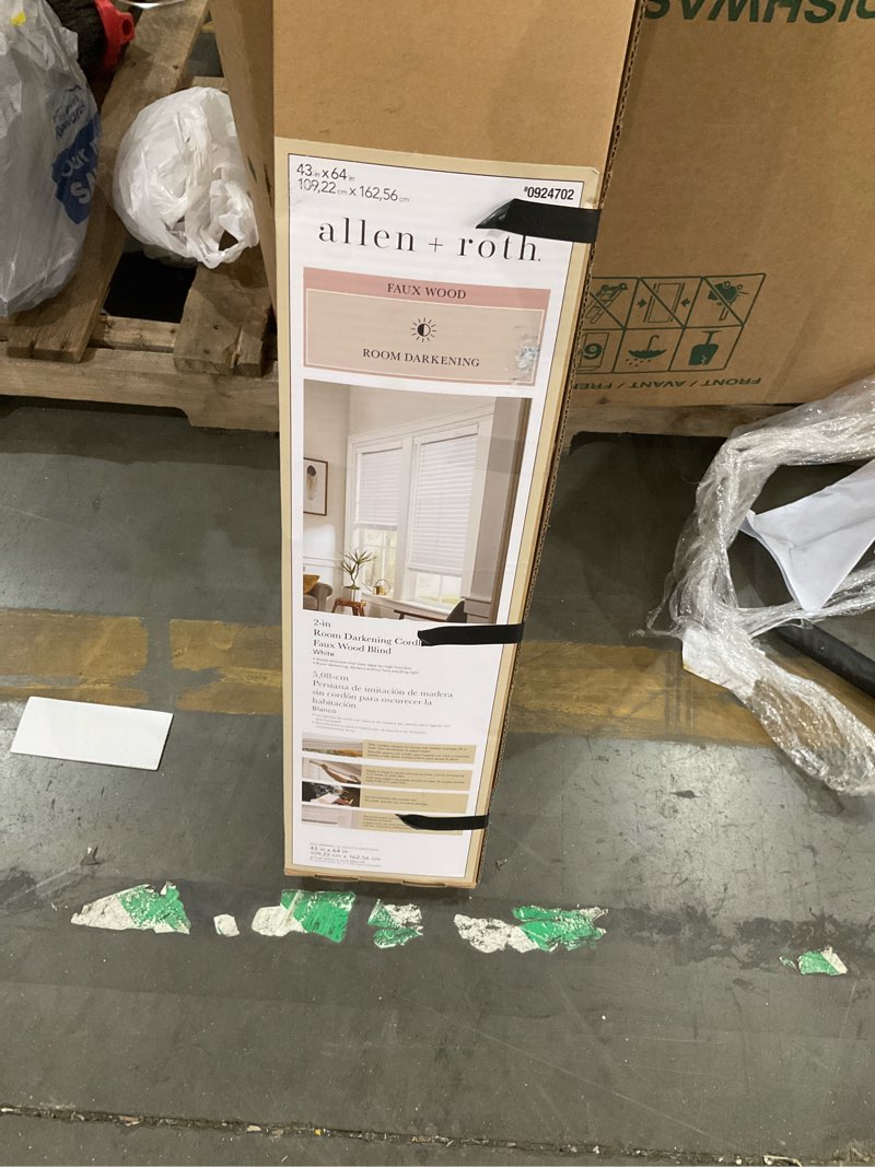 100+ bought last week allen + roth trim at home 2-in slat width 43-in x 64-in cordless white faux wood blinds