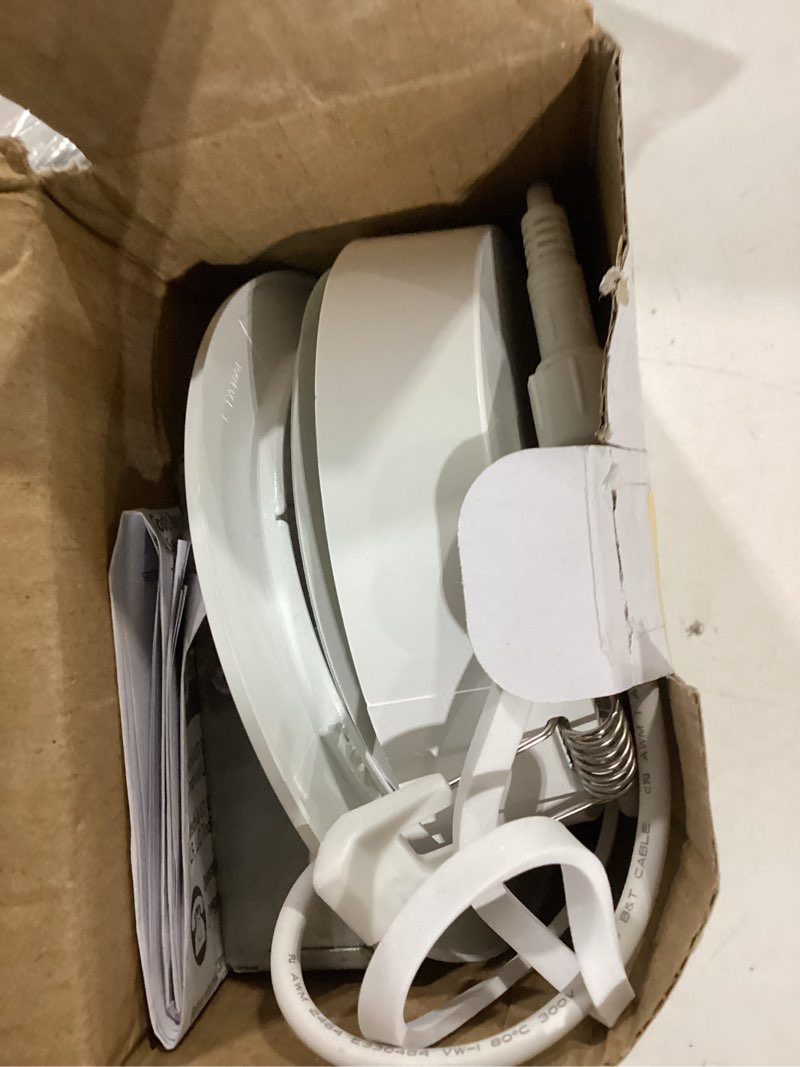 Condition photo showing As Is for utilitech white 4-in 450-lumen switchable white round dimmable led canless wet rated recessed downlight