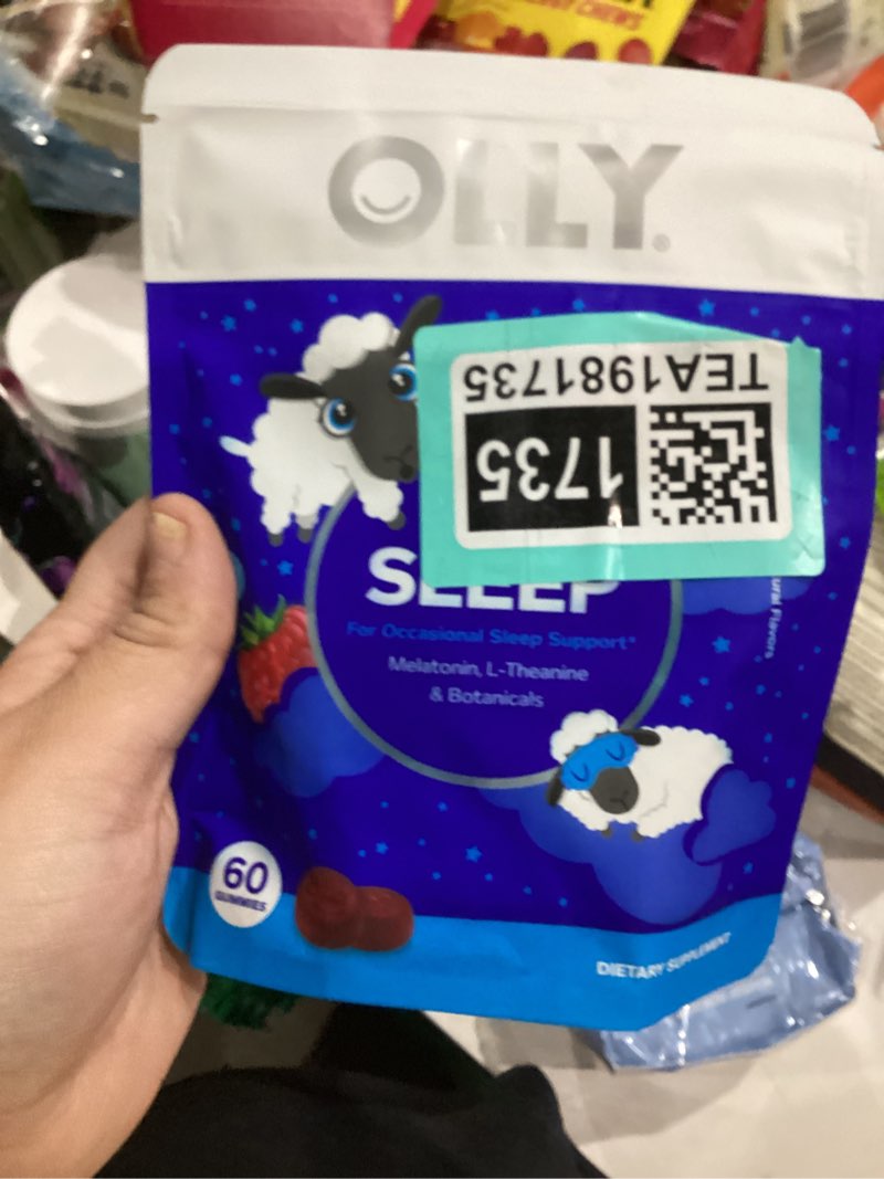 Condition photo showing New/Like New for OLLY Kids Sleep Gummy, 0.5mg Melatonin, L Theanine, Chamomile, and Lemon Balm, Childrens Chewable Supplement, Occasional Sleep Support, Raspberry - 60 Count Pouch 60 Count (Pack of 1)