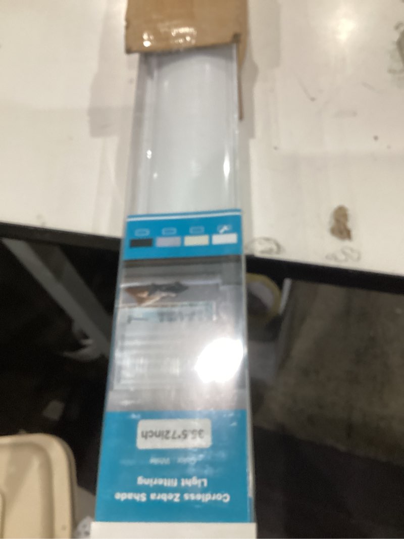 Condition photo showing Good Condition for changshade cordless zebra blinds for windows, modern dual layer zebra blinds with light filtering & privacy control,easy install zebra blinds for indoor windows,?35.5" w×72" h,white? white 35.5"w×72"h