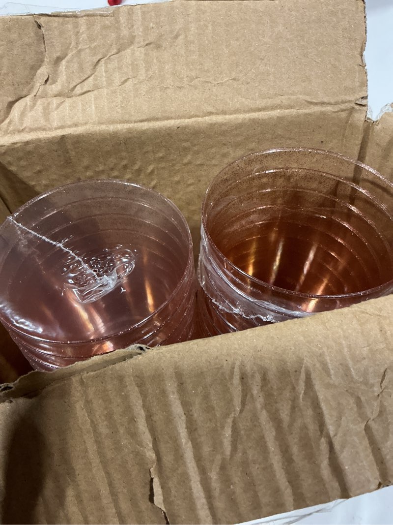 Condition photo showing New/Like New for homy feel 12 oz rose gold glitter plastic cups - 50pcs disposable cocktail & wine cups for wedding party & valentine's day