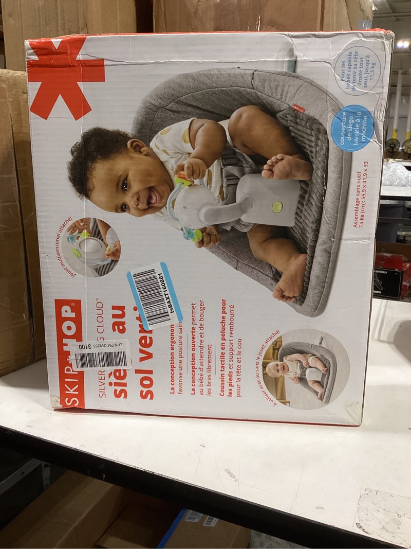 Condition photo showing Good Condition for skip hop baby ergonomic activity floor seat for upright sitting lightweight and travel-friendly silver lining cloud grey age 0+