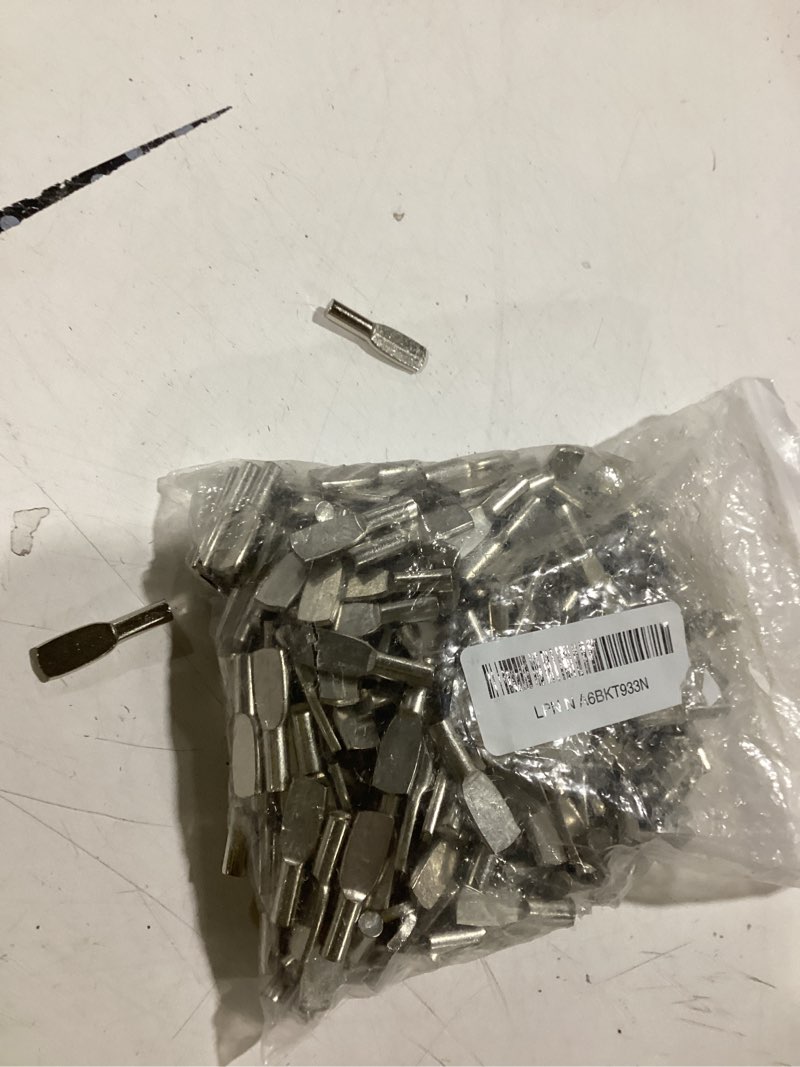 Condition photo showing Good Condition for QTLCOHD 300 Pcs 1/4 Inch Shelf Pins, Spoon Shape Cabinet Shelf Pegs, Nickel Plated Metal Shelf Support Pegs Holder for Shelves, Furniture, Closet, Bookshelf, Wood Shelving