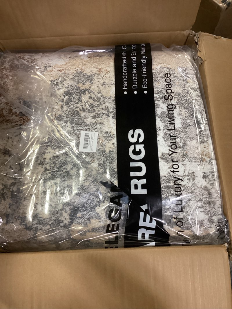 Condition photo showing Good Condition for 10x14 Area Rugs Living Room: Washable Large Abstract Modern Soft Rug Stain Resistant Indoor Floor Non Slip Accent Carpet for Bedroom Nursery Playroom Office Dining Room Dorm & Home- Gray Gold Abstract Gray Gold 10' x 14' (Rectangular)