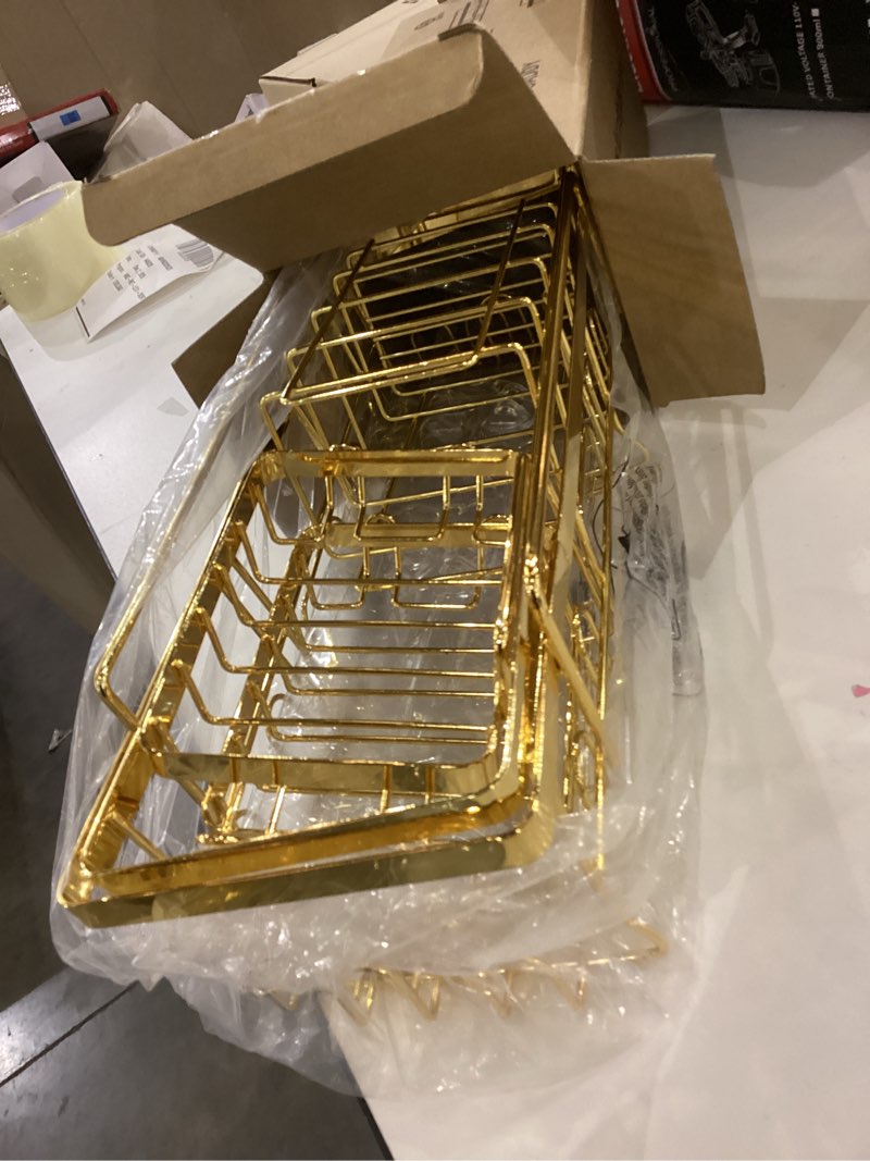 Condition photo showing Good Condition for Veken Adhesive Shower Caddy 5-Pack,Heavy Weight Bearing,Large Wall Mounted Shower Shelves Rack,Organizer Storage Accessories with Soap Dish&Toothbrush Holder,Ideal for Bathroom,Home&Kitchen,Gold F. Bright Gold 5-Piece Set for Hall Bathroom (Rustproof Upgrade)