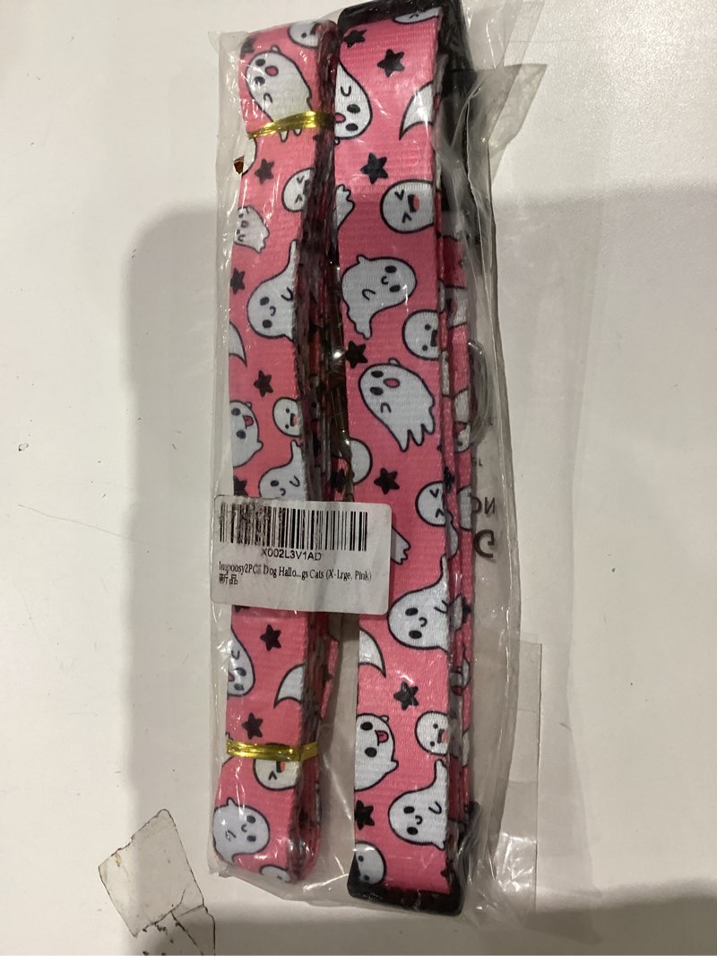 Condition photo showing New/Like New for Impoosy2PCS Dog Halloween Collar with Pet Ghost Leash Set Cat Gift Adjustable Dog Cute Collars for Small Medium Large Pets Dogs Cats (X-Lrge, Pink) XL (19"-26") Pink