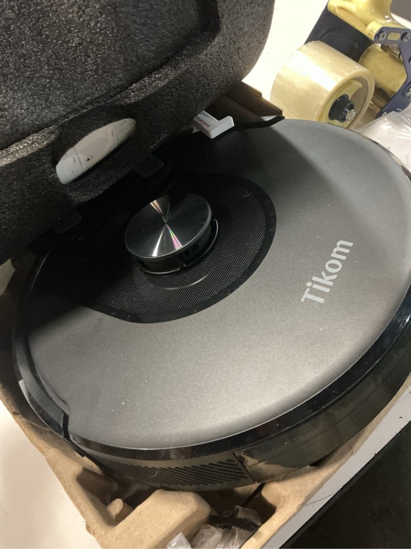 Condition photo showing As Is for tikom robot vacuum and mop combo, 6000pa automatic robotic vacuum cleaner, smart mapping, 150 min max, ideal for pet hair, hardfloors, carpets, home(l8000 pro)