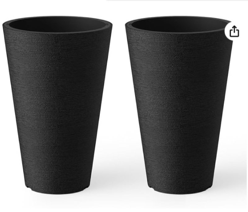 Kante Tall Round Planter Set of 2, 13 Inch Tall Decorative Planter Pots for Outdoor Indoor Garden Pa