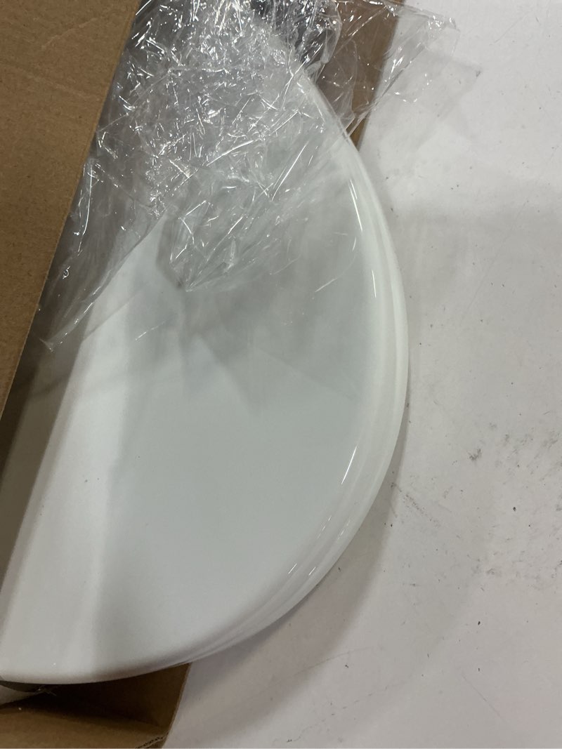 Condition photo showing As Is for Elongated Toilet Seat Cover – PP Locking Hinge Toilet Seat with Flat Lid, White Slow Close Design for Standard Elongated Toilets, Durable & Easy to Clean White elongated