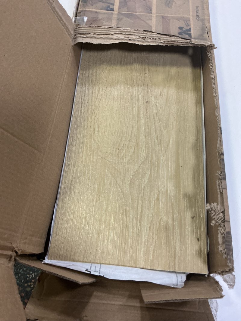 Condition photo showing As Is for Art3d Peel and Stick Floor Tile Vinyl Wood Plank 36-Pack 54 Sq.Ft, Aspen Yellow, Rigid Surface Hard Core Easy DIY Self-Adhesive Flooring 36 x 6 x 0.1 inches Aspen Yellow 36