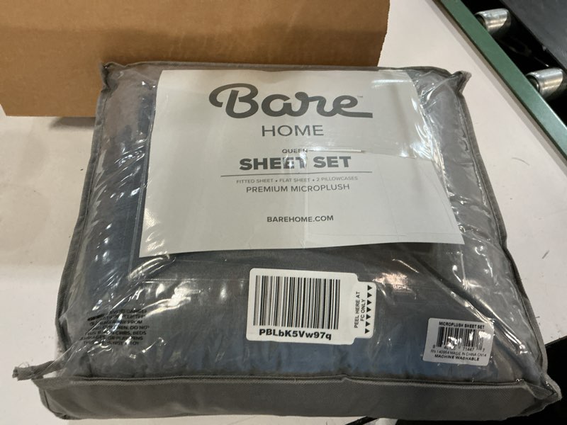 Condition photo showing New/Like New for bare home microplush fleece sheet set - queen size - ultra soft velvet - cozy & warm - plush all-sea