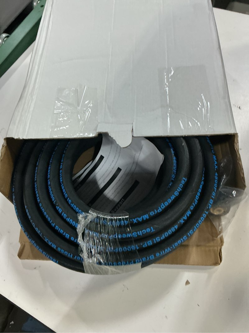 Condition photo showing Good Condition for 3/8" 4800psi pressure washer hose 50ft for cold and hot water max 248°f with 3/8"quick connect kink resistant steel wire braided power washer hose with m22 14mm adapter?blue 50ft blue