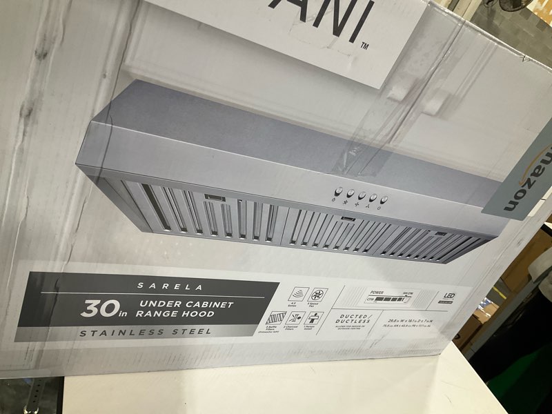 30 inch under cabinet range hood - 600 cfm ducted/ductless convertible kitchen vent hood, stainless 