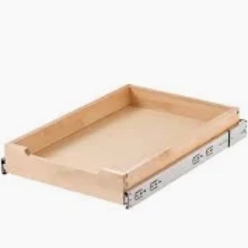 mulush pull out cabinet organizer with divider, 14''w×21''d×7''h soft close wood drawer for kitchen 