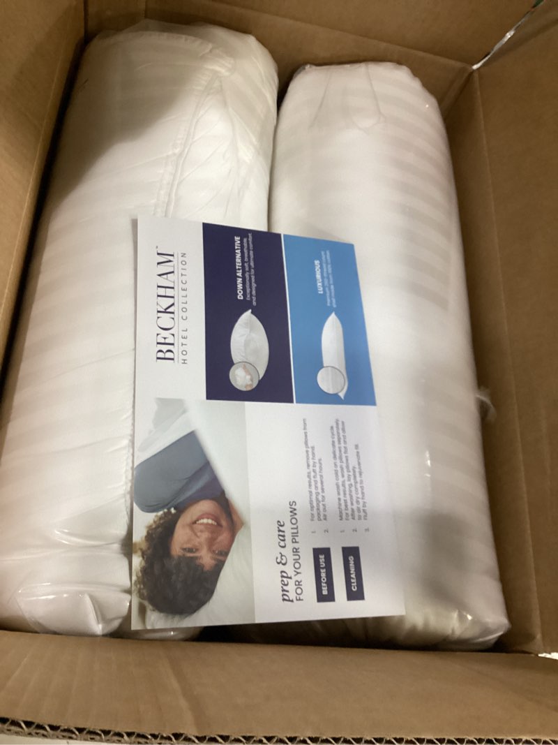 Condition photo showing New/Like New for beckham hotel collection bed pillows standard/queen size set of 2 - original soft down alternative pillow for sleeping - soft support for back, stomach or side sleepers queen / standard white