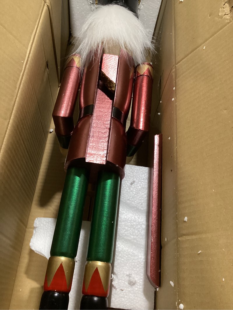 Condition photo showing As Is for AMOR PRESENT Wooden Nutcracker, 36" 2.9Ft Wooden Nutcracker Soldier Figure for Christmas Holiday Decoration