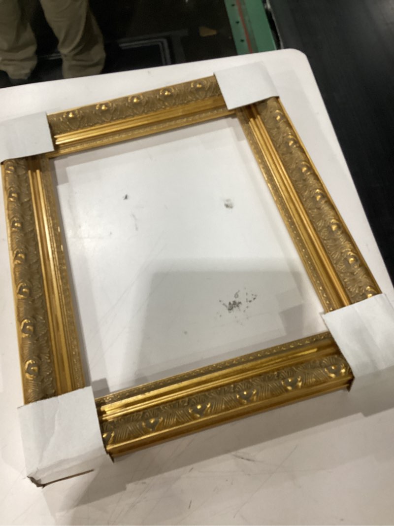 Condition photo showing Good Condition for Solid Wood Frame for 11x14 Inch Stretched Canvas Paintings Prints Pictures, Finished Antique Gold Ornate Canvas Frame for Portrait Landscape Wall Art Decor (No Glass & Backboard) Gold 11x14"