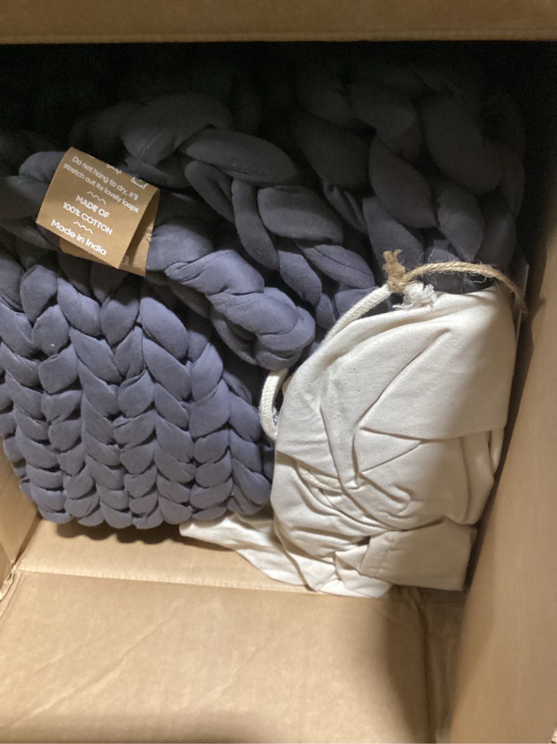 Condition photo showing New/Like New for bearaby cotton hand-knit weighted blankets for adults - chunky knit blanket - sustainable, breathable, organic, cooling weighted blanket - machine washable (asteroid grey, 20 lbs, 45"x72") 20 lbs (45”x72”) asteroid grey