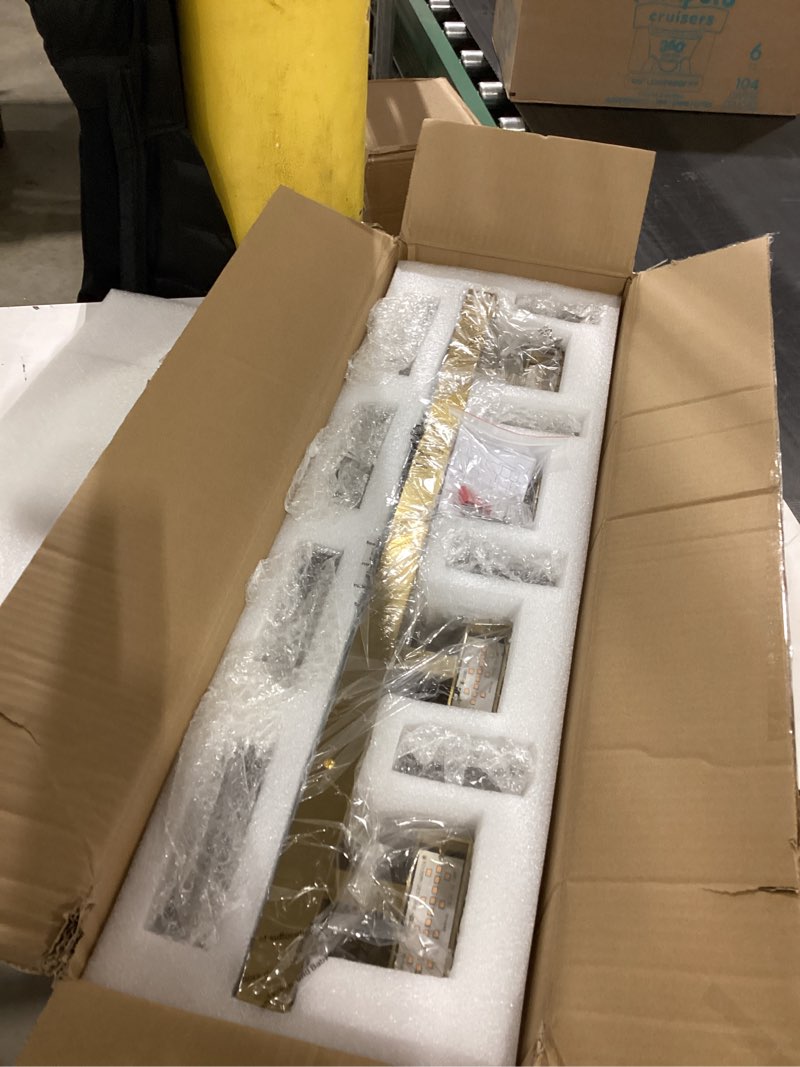 Condition photo showing As Is for Vanity Lights Fixtures for Bathroom Wall Light Over Mirror LED Gold Crystal 40W Brushed Stainless Steel Dimmable Wall sconces for Bathroom Lighting Fixture 3000K Brushed Gold 4 lights