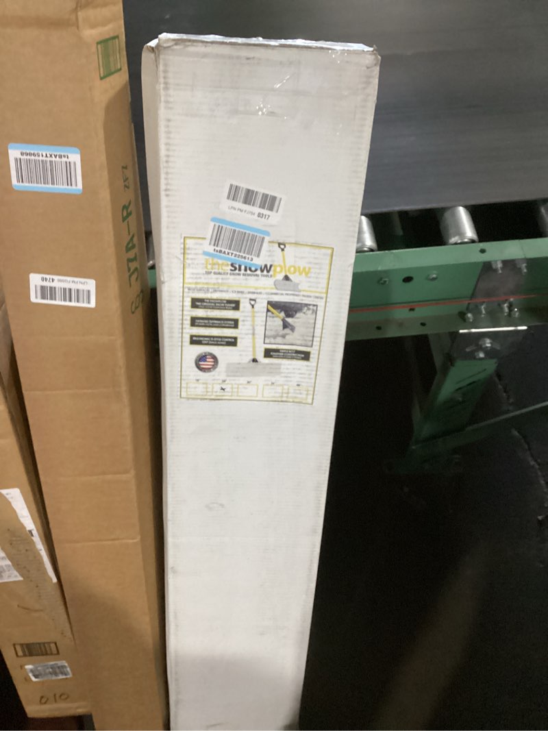 Condition photo showing New/Like New for the snowplow "the original snow pusher" 24" wide model 50524