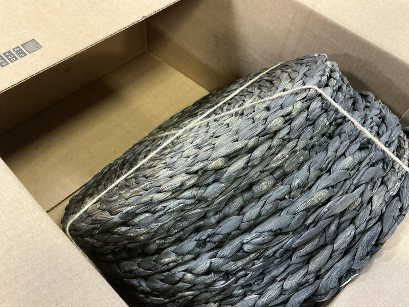 Condition photo showing Good Condition for 10 pack, round woven placemats, natural water hyacinth wicker place mats, braided straw table mats for dining table, fall, halloween, thanksgiving, chrismats, black (13.8 inch) black (set of 10)