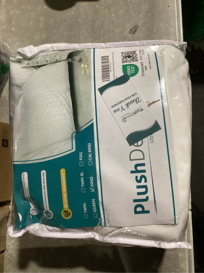 Condition photo showing Good Condition for plushdeluxe premium bamboo mattress protector – king size, waterproof, & ultra soft breathable noiseless washable bed mattress cover for comfort & protection - white