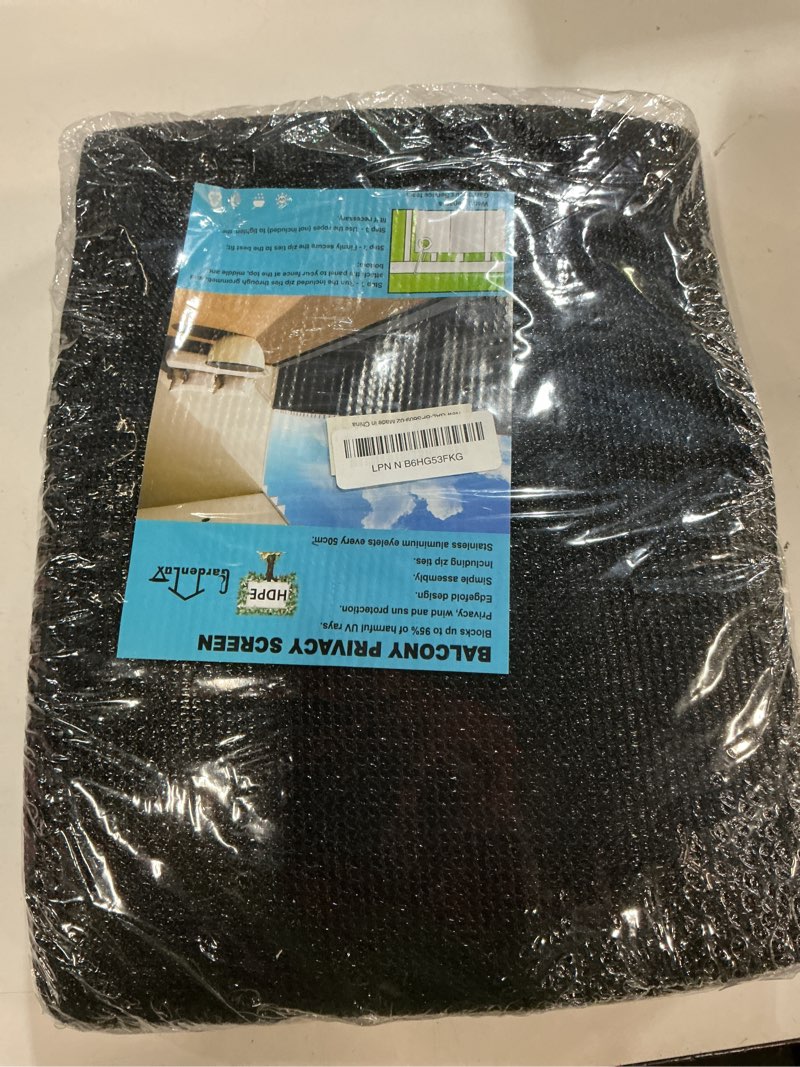 Condition photo showing New/Like New for 3'x20'balcony privacy screen cover fence cover uv protection weatherproof windscreen heavy duty for patio, backyard,black 3'x20' black