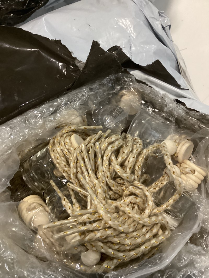 Condition photo showing Good Condition for 210Pcs 8ml Hanging Car Air Freshener Diffuser Cylindrical Empty Clear Glass Essential Diffuser Oil Aromatherapy Fragrance Perfume Pendant Glass Vial with Wooden Caps Hanging String Car Diffuser Bottle