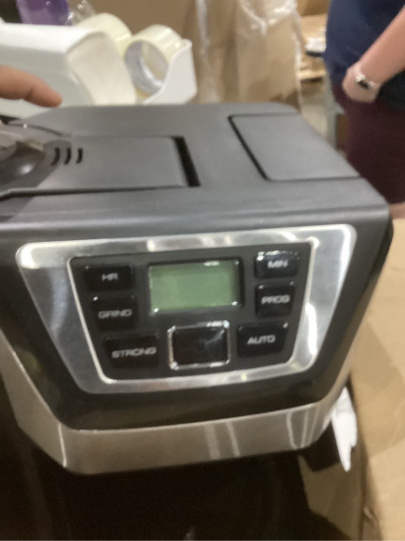 Condition photo showing As Is for black and decker black+decker 12-cup mill and brew coffeemaker, black, cm5000b 12-cup coffee system