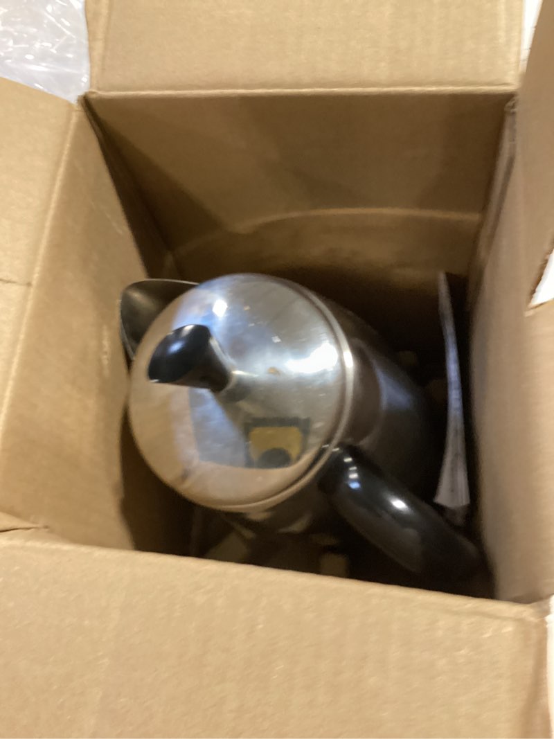 Condition photo showing As Is for farberware electric coffee percolator, stainless steel basket, automatic keep warm, no-drip spout, 8 cup 8-cup