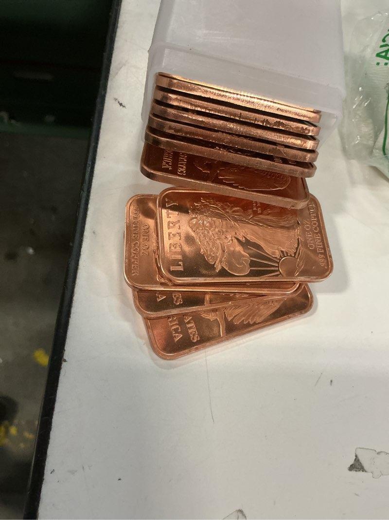 Condition photo showing Good Condition for one (1) ounce walking liberty copper bar by unique metals | pack of 20 | .999 fine copper | made in the usa