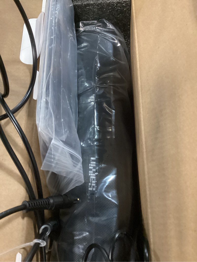 Condition photo showing New/Like New for saiyin sound bar,17 inch sound bar for smart tv with bluetooth 5.3/optical/aux connection, soundbar for tv/pc/gaming/projectors,wall mountable & ultra compact design