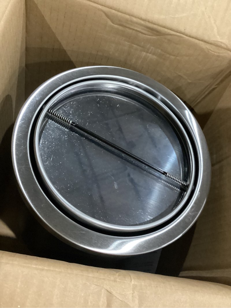 Condition photo showing Good Condition for household swing white bathroom trash can?brushed stainless steel?10 l/3 gallen?garbage can with flipping lid? for indoor or commercial use, kitchen,modern?living room,bedroom whit
