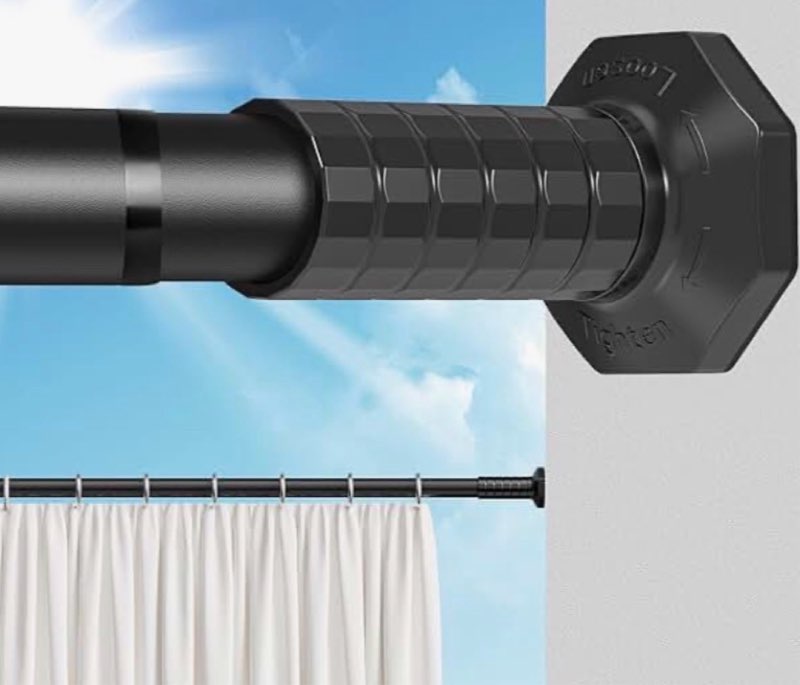 zykort tension curtain rod 51-168in (4.25-14ft), extra long outdoor curtain rod no drilling for wind