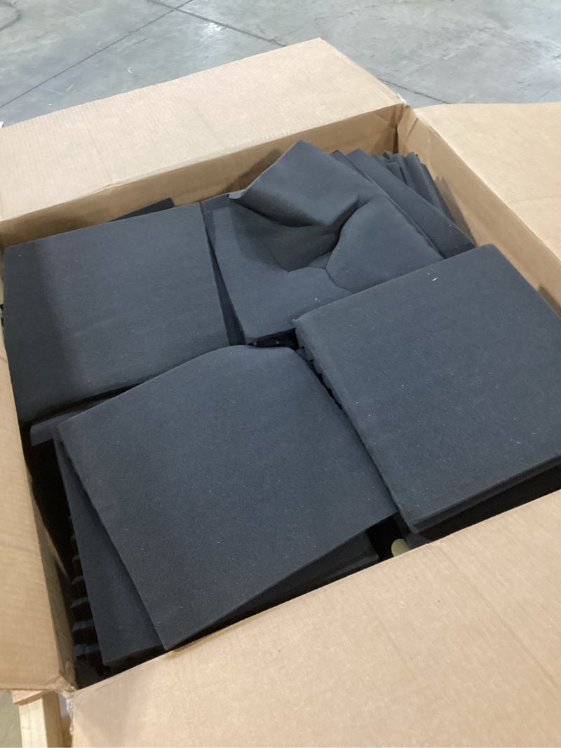 Condition photo showing Good Condition for Focusound 52 Pack Acoustic Foam Panels 1" x 12" x 12" Sound Proof Foam Panles Soundproofing Noise Cancelling Wedge Panels for Home Office Recoding Studio with 300PCS Double-Side Adhesive