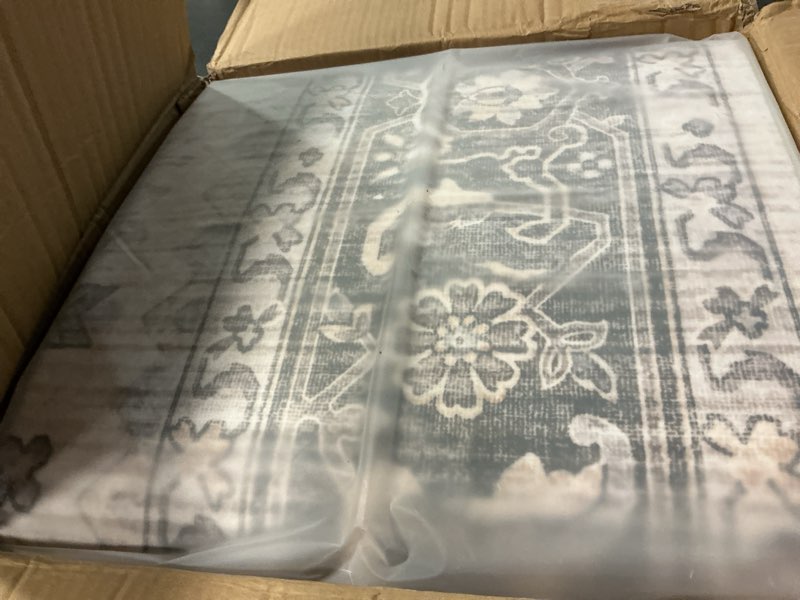 Condition photo showing Good Condition for area rug for living room - 9x12 soft machine washable oriental vintage floral distressed large indoor floor carpet for bedroom under dining table home office decor - grey brown grey brown 9' x 12' (rectangular)