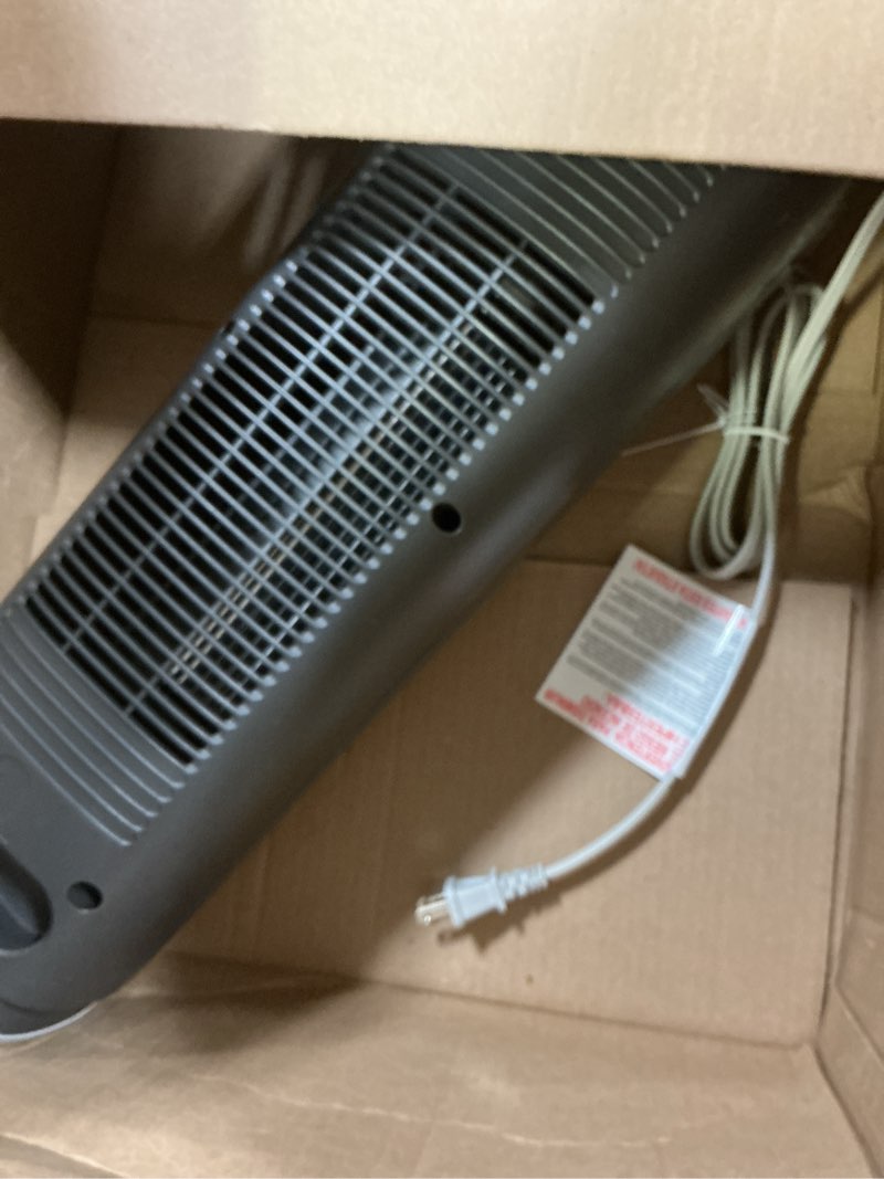 Condition photo showing As Is for PELONIS PTH15A4BGB Ceramic Tower 1500W Indoor Space Heater with Oscillation, Remote Control, Programmable Thermostat & 8H Timer, ECO Mode, Tip-Over Switch & Overheating Protection, Gray Grey