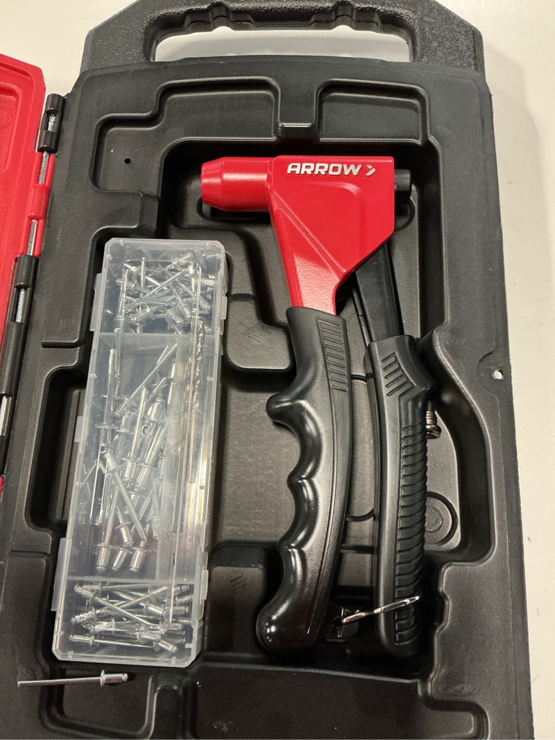 Condition photo showing Good Condition for headless 1-handed swivel rivet tool kit in storage box