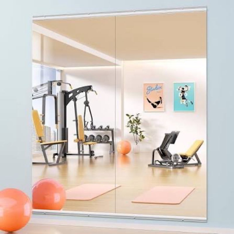 hasipu home gym mirror 2 pc3, 63 x28" large frameless wall mirror for workout & yoga & dance- suitable for garage, exercise fitness room