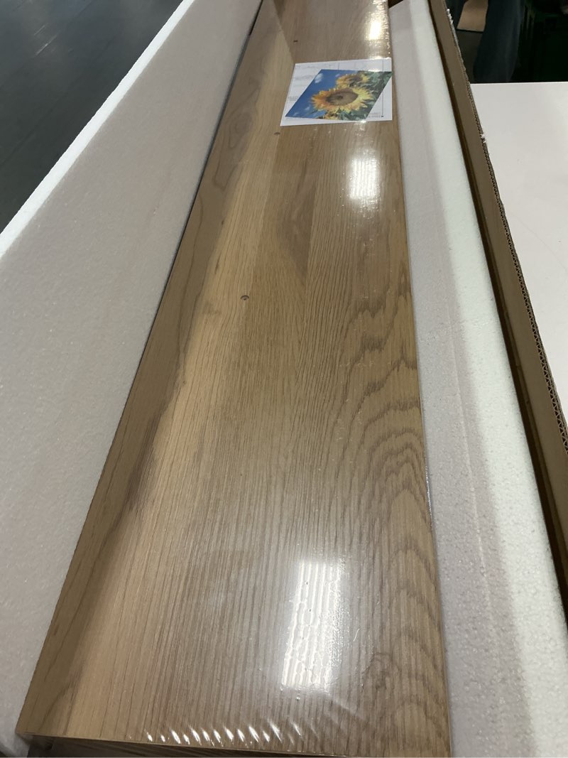 Condition photo showing New/Like New for Fun Memories 55 Inch Floating Shelves for Wall 2 Pack Shelves for Bedroom|Kitchen|Bathroom 55 x 9.3 Inch Wood Floating Shelf with Invisible Brackets for Books|Storage|Decor, Oak Oak 55"W x 9.3"D, 2 Pack