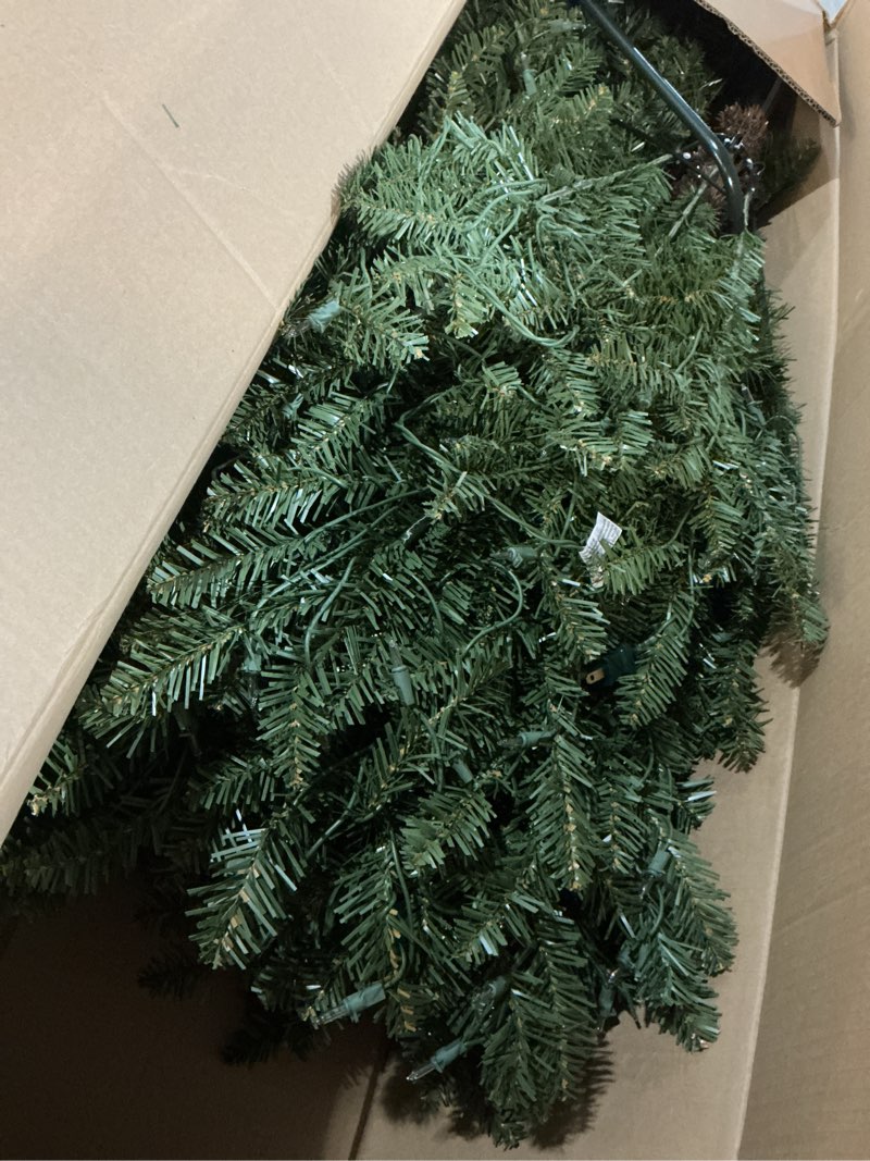 Condition photo showing Good Condition for Puleo International 7.5ft Pre-Lit Slim Fraser Christmas Tree with 500 Clear Lights, 1453 Realistic Dense Branch Tips, Easy Setup Artificial Trees with Sturdy Metal Stand