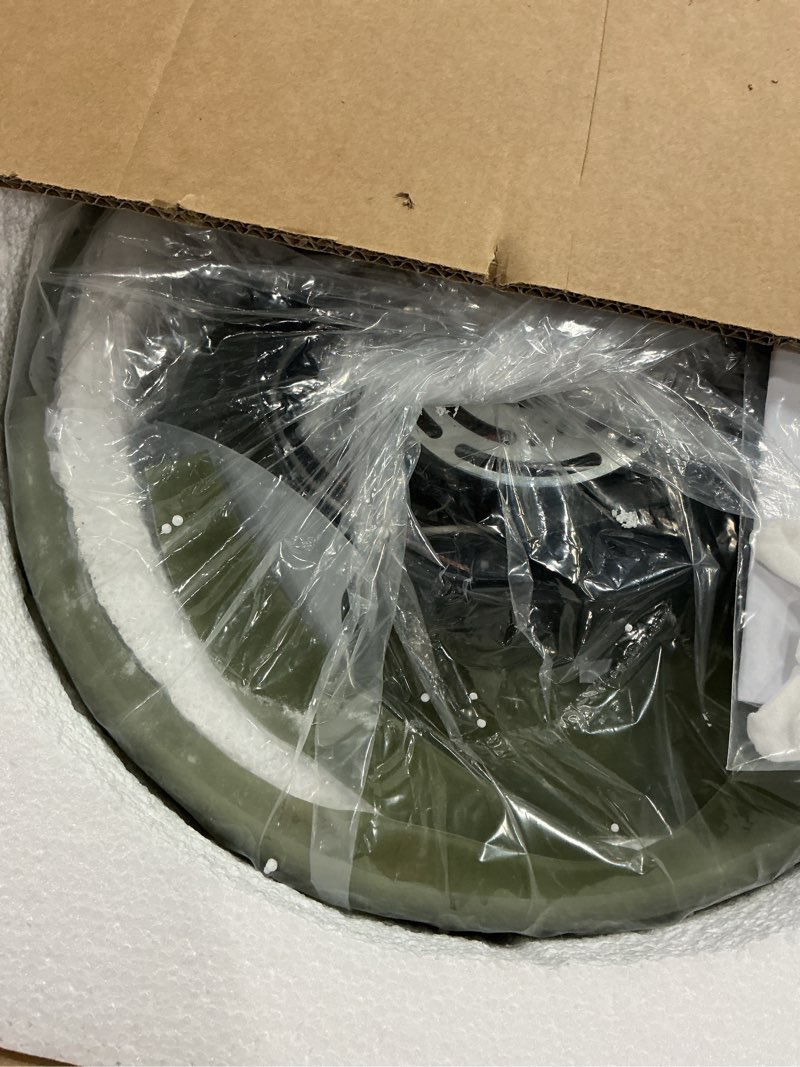 Condition photo showing As Is for modern led flush mount ceiling light,olive green milk glass,3000k/warm white/15w, dimmable ceiling light fixture for living room, bedroom, laundry room deep green