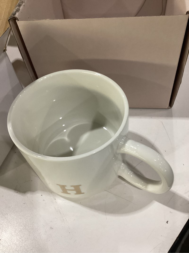 Condition photo showing New/Like New for rainvibe elegant gift set for women – personalized monogram ceramic mug & jewelry tray – 12 oz gold-initial coffee cup with gift box, 4.75" decorative dish for rings, earrings, keys (letter h)