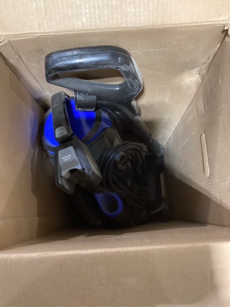 Condition photo showing As Is for bissell cleanview swivel vacuum with triple action brush roll, swivel steering, extension wand, easy-empty dirt tank, multi-cyclonic suction system, new 2024 model royal blue
